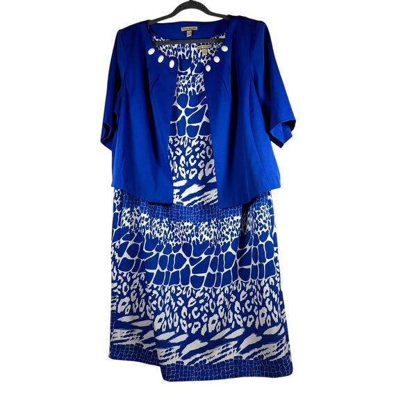 Maya Brooke BLU Plus Sz 22W Jacket Dress New animal print party office career - Picture 1 of 9